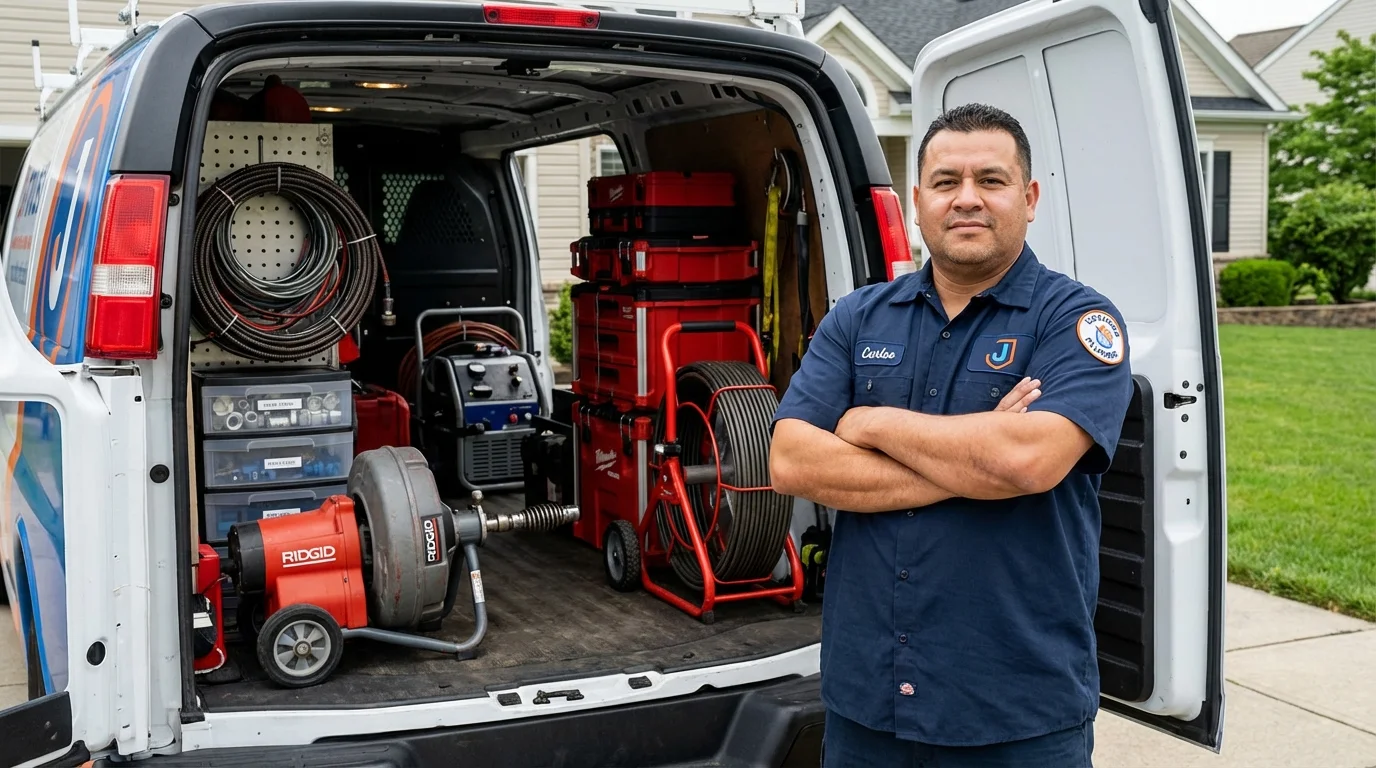 Professional drain cleaning equipment and Johns Plumbing LLC plumber in Northridge