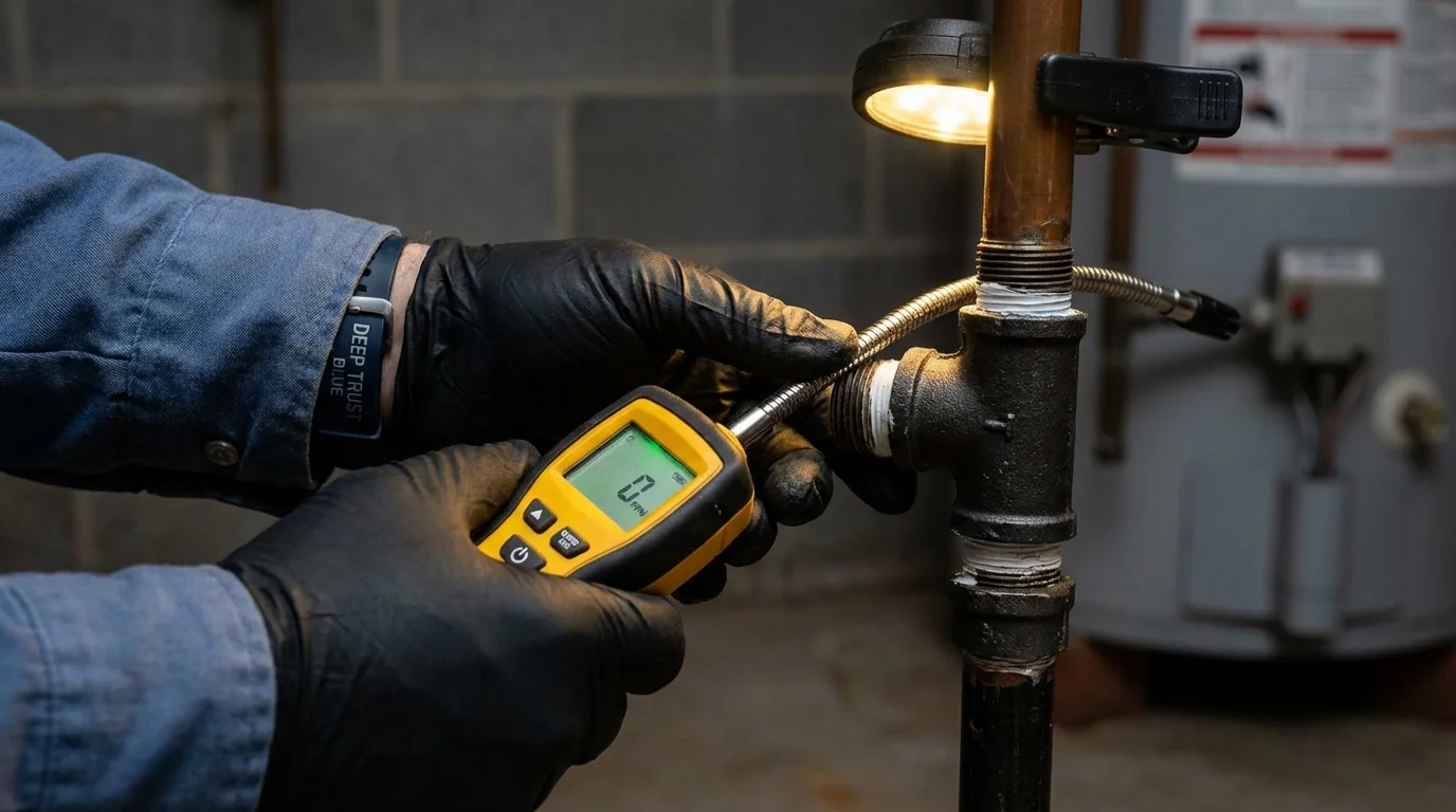 Gas leak detection with electronic sniffer by Johns Plumbing LLC in Northridge