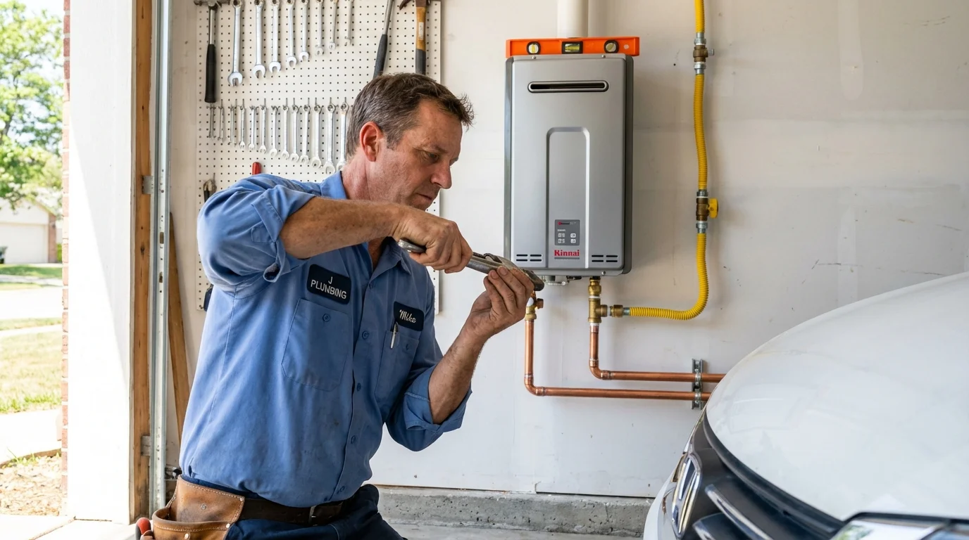 Tankless water heater installation by a Johns Plumbing LLC plumber in Northridge